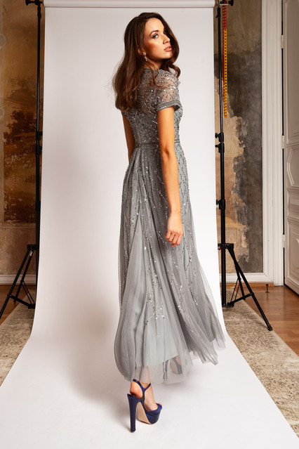 Вечернее платье Adrianna Papell серое платье напрокат