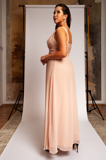 Вечернее платье Jenny Packham №1 розовое в пол шифон напрокат
