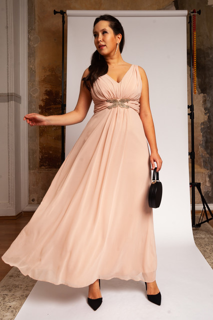 Вечернее платье Jenny Packham №1 розовое в пол шифон напрокат